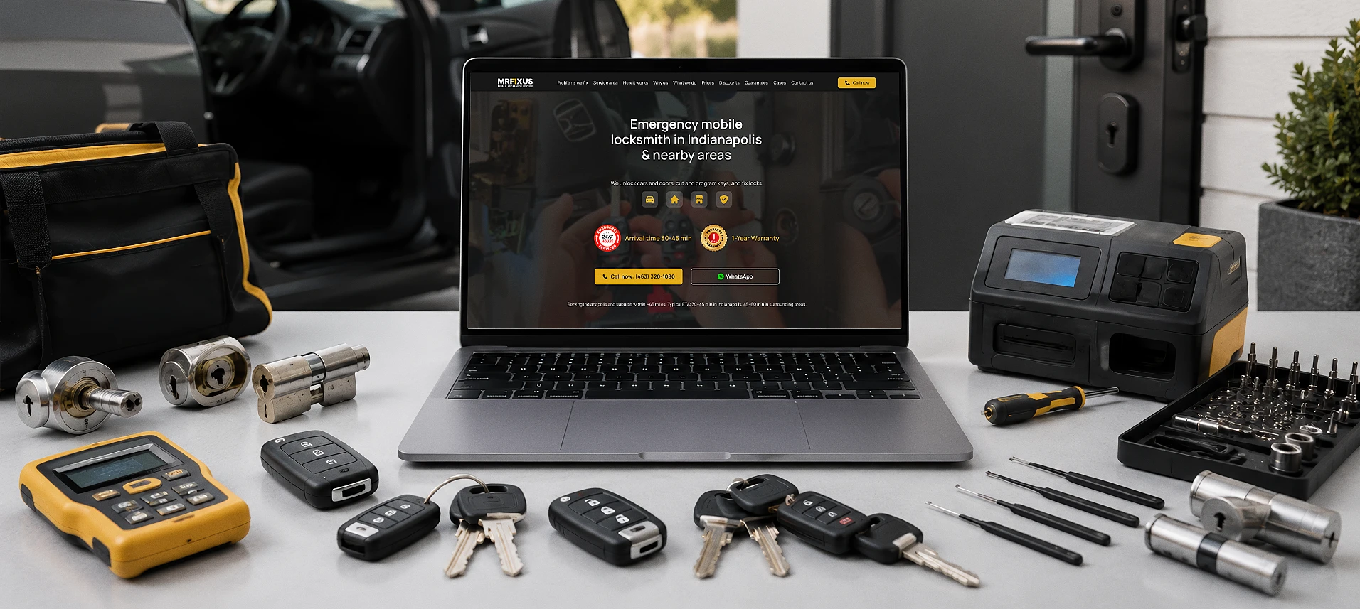 Разработка конверсионного лендинга для мобильной locksmith-службы MRFIXUS (США)